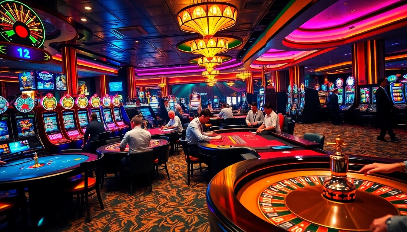 Erlebe spannende casinospiele in einer lebhaften Casino-Umgebung mit aktivem Spielbetrieb.