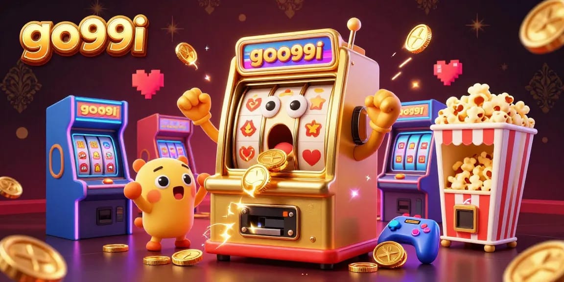 Spin the reels at go99i and catch coins pouring from a golden slot machine's jackpot!