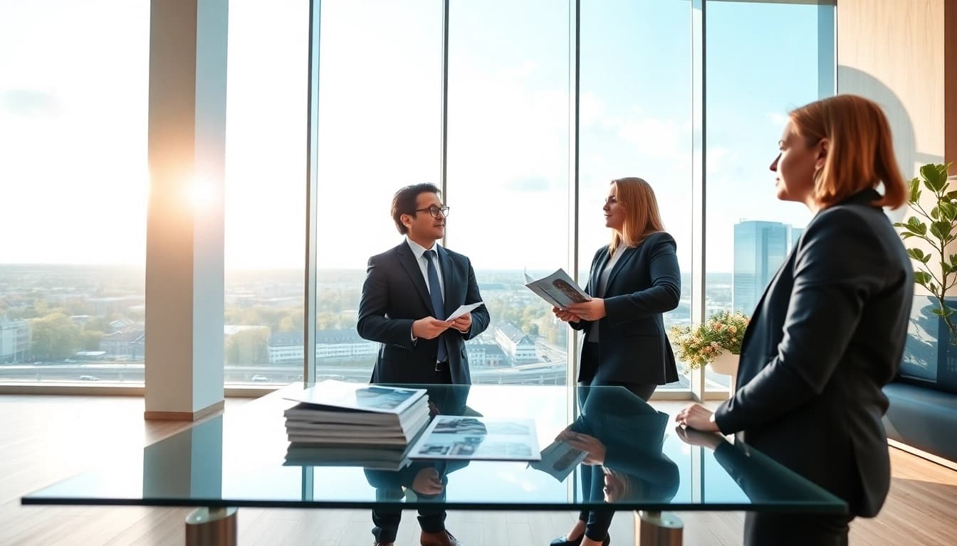 Immobilienmakler Frankfurt Eschersheim berät potenzielle Käufer in modernem Büro.