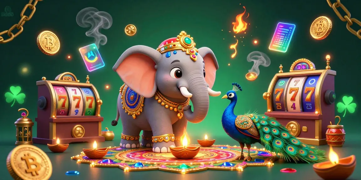 Experience the vibrant world of Lode88 with a lively elephant surrounded by slot game elements and cryptocurrency coins.