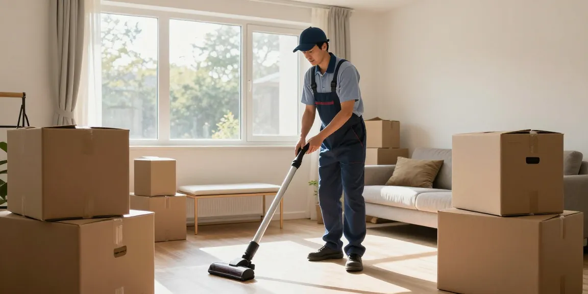 Efficient umzugsreinigung bern service showcasing professional cleaner in action in a bright, organized apartment.