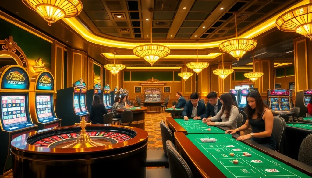 Experience the thrill of gaming with vibrant visuals from 11jili7.com featuring a luxurious casino scene.